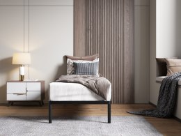 Stelaż Łóżka BED ALU 80x200 Metalowy Drewniane Listwy Nowoczesny CZARNY