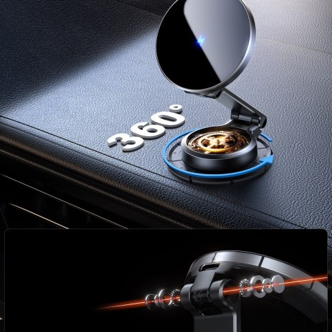 Uchwyt samochodowy magnetyczny na telefon z ładowarką indukcyjną 15W - czarny