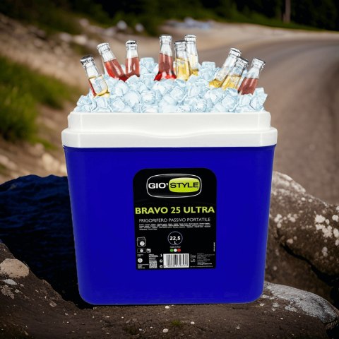 Lodówka turystyczna 22,5L KAMAI BRAVO na wkłady mrożące, niebieska z błękitną pokrywą i uchwytem