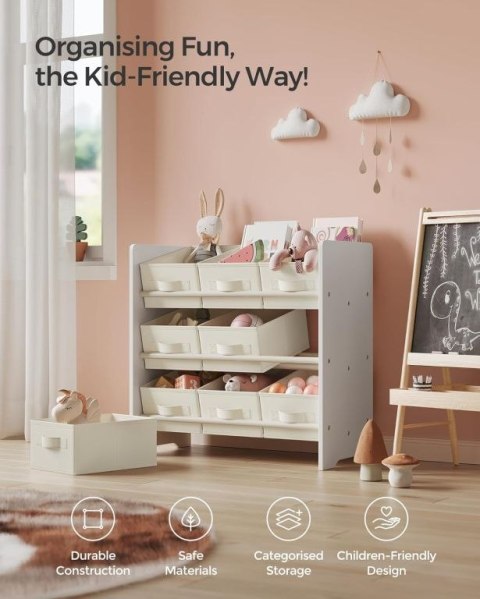 Biały organizer na zabawki z 9 pojemnikami MDF do pokoju