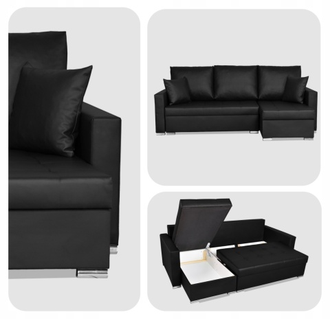 Narożnik rozkładany z funkcją spania ekoskóra Varius rogówka