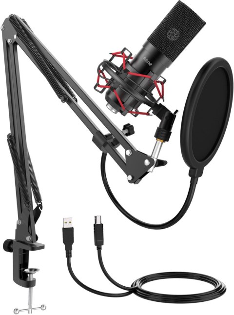 Mikrofon pojemnościowy ze statywem Fifine T732 (czarny)