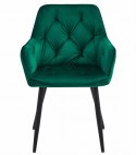 Krzesło JORK - ciemna zieleń aksamit / nogi czarne x 2