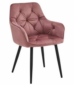 Krzesło JORK - róż aksamit / nogi czarne x 1