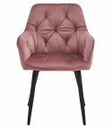 Krzesło JORK - róż aksamit / nogi czarne x 2