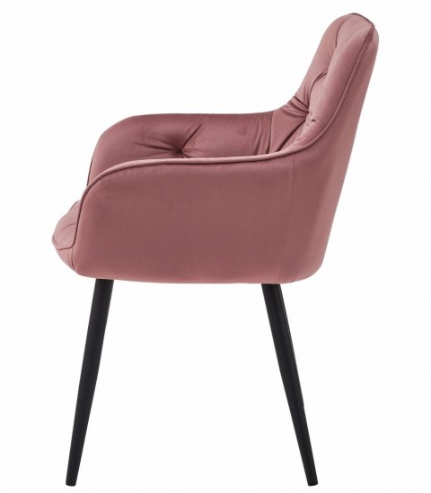 Krzesło JORK - róż aksamit / nogi czarne x 2