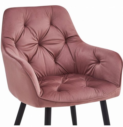 Krzesło JORK - róż aksamit / nogi czarne x 2