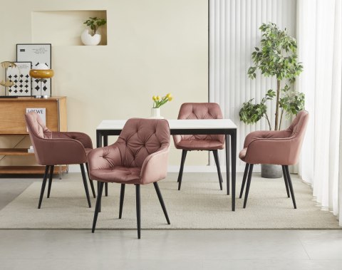 Krzesło JORK - róż aksamit / nogi czarne x 2