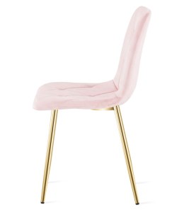 Krzesło LIBRA - jasny róż aksamit / nogi kolor drewna x 1