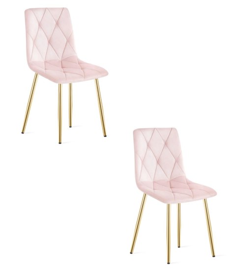 Krzesło LIBRA - jasny róż aksamit / nogi kolor drewna x 2