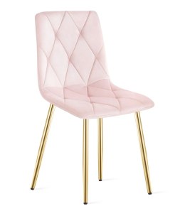Krzesło LIBRA - jasny róż aksamit / nogi kolor drewna x 2