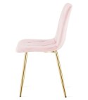 Krzesło LIBRA - jasny róż aksamit / nogi kolor drewna x 2