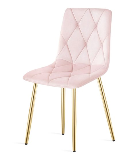 Krzesło LIBRA - jasny róż aksamit / nogi kolor drewna x 2