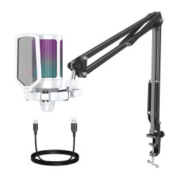 Mikrofon gamingowy na statywie Fifine A6TW (biały)
