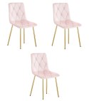 Krzesło LIBRA - jasny róż aksamit / nogi kolor drewna x 3