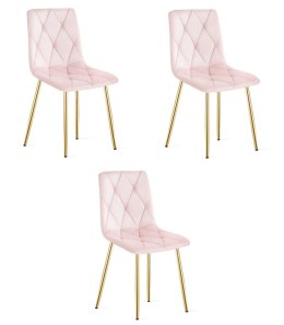 Krzesło LIBRA - jasny róż aksamit / nogi kolor drewna x 3
