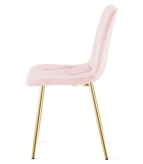 Krzesło LIBRA - jasny róż aksamit / nogi kolor drewna x 3