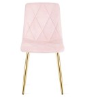 Krzesło LIBRA - jasny róż aksamit / nogi kolor drewna x 3