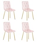 Krzesło LIBRA - jasny róż aksamit / nogi kolor drewna x 4