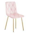 Krzesło LIBRA - jasny róż aksamit / nogi kolor drewna x 4