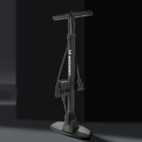 Pompka rowerowa podłogowa z manometrem 160 PSI 11 bar - czarna