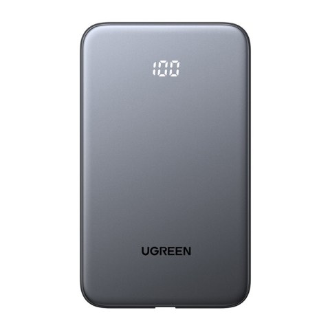 Powerbank 10000mAh Ugreen PB526 USB + USB-C, 20W, wbudowany kabel (szary)