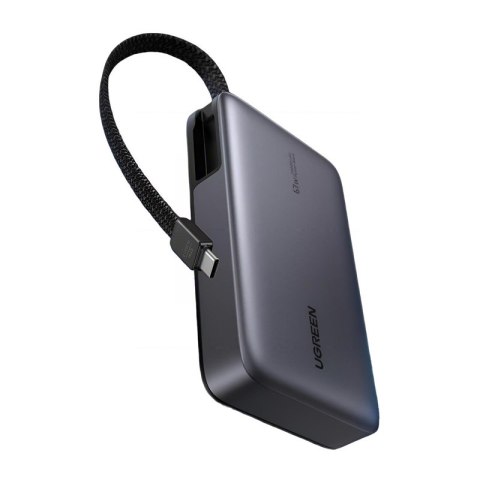 Powerbank 20000mAh Ugreen PB550 USB + USB-C, 67W, wbudowany kabel (szary)