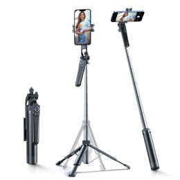 Selfie stick kijek z uchwytem do smartfona teleskopowy tripod 1.3m - czarny