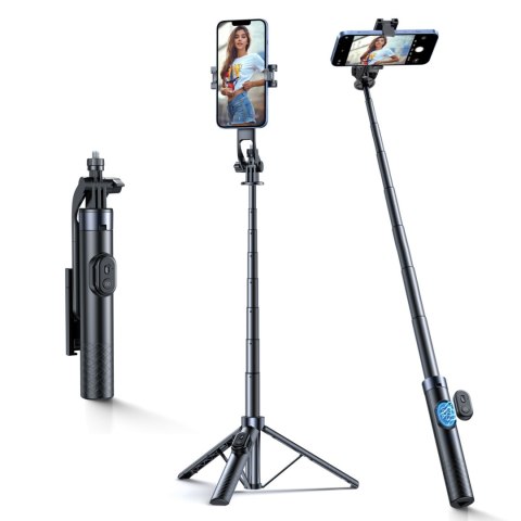 Selfie stick kijek z uchwytem do smartfona teleskopowy tripod 1.7m - czarny