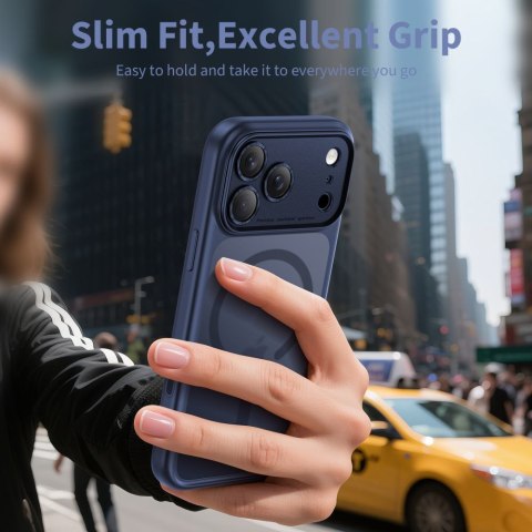 Etui pokrowiec na iPhone 17 Pro Magpeak Magsafe CC - granatowy mat