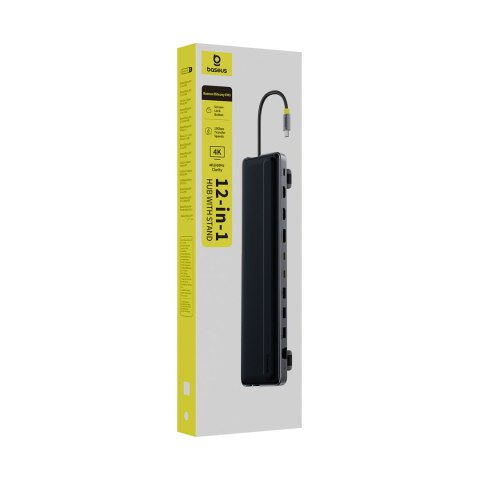 HUB Stacja dokująca 12w1 USB-C HDMI DisplayPort USB-A SD/microSD RJ45 PD - szara