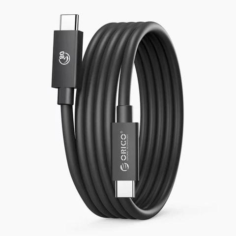Kabel przewód USB-C USB4 Thunderbolt5 80Gbps 240W 1m - czarny