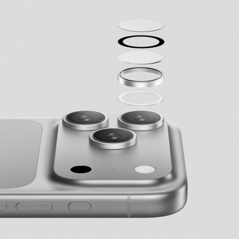 Szkło na aparat na iPhone 17 Pro / Pro Max Sapphire z czarną ramką