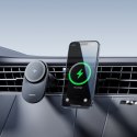Uchwyt magnetyczny z ładowarką indukcyjną do smartfona na kratkę nawiewu Qi2- czarny