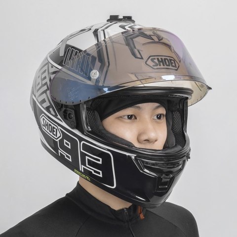 Czapka rowerowa zimowa pod kask z otworami na okulary - szara