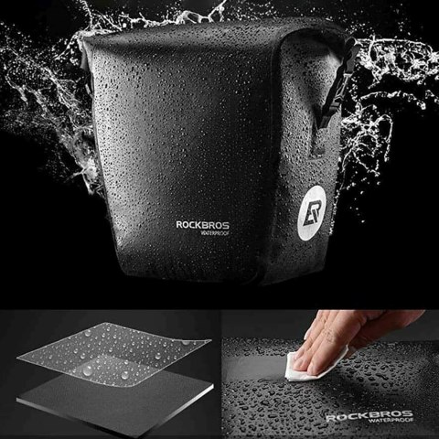 Sakwa rowerowa wodoodporna na bagażnik z paskiem na ramię 10-14l - czarna