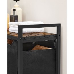 Kosz na pranie z 3 x 38l stal, drewno