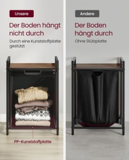 Kosz na pranie z półką 65 l, stalowy, vintage brąz/czarny