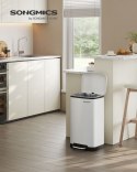 Kosz na śmieci z pedałem 30l biały stalowy cichy mechanizm