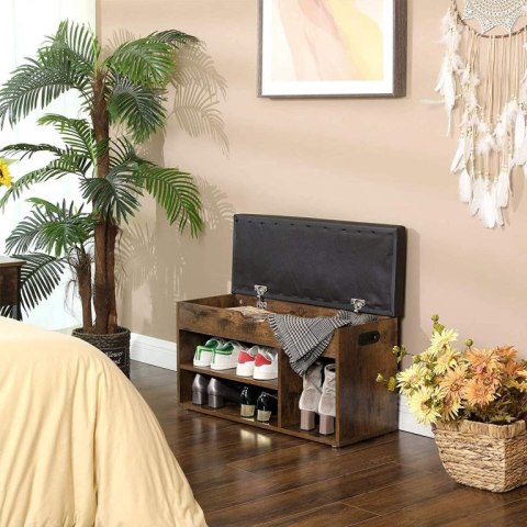 Ławka z szafką na buty VASAGLE rustykalny brąz 80x30x44 cm