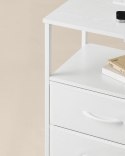 Nowoczesna szafka nocna z LED, USB i 2 szufladami, biała