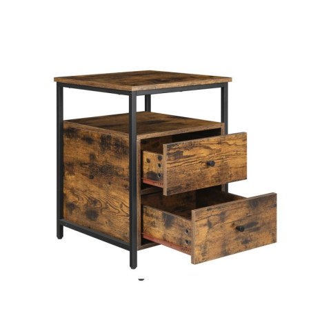 Nowoczesna szafka nocna z szufladami i półką, stal i drewno