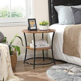 Okrągły stolik kawowy z półką, rustykalny, metalowy stelaż