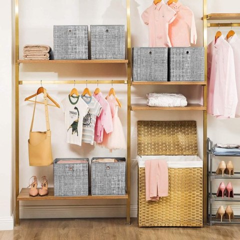 Pudełka do regału 30x30x30 cm szare, 6 sztuk