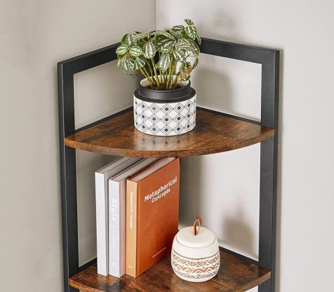 Regał narożny industrialny 5 półek stal drewno 150 cm