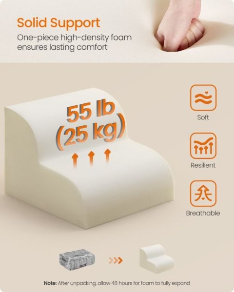 Schodki dla psa z pianki, szare, antypoślizgowe, 40x40x30 cm