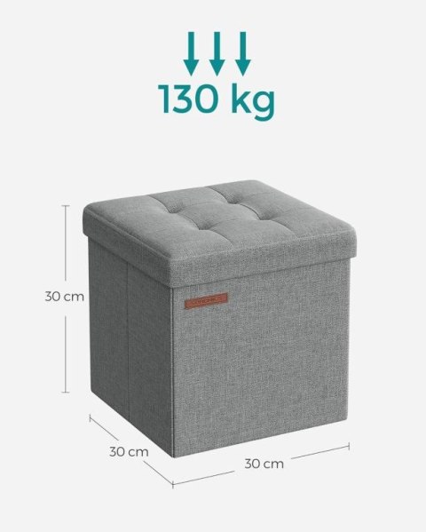 Skladany taboret SONGMICS szary 30x30x30 cm z pojemnikiem