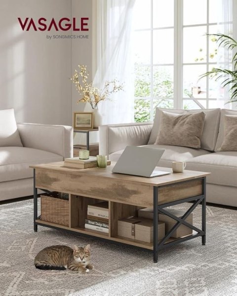 Stolik kawowy z regulowanym blatem, industrialny, VASAGLE