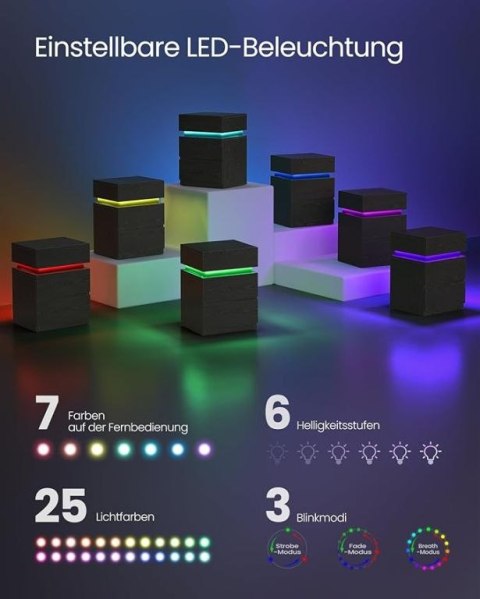 Stolik nocny LED czarny, 3 szuflady, designerski, 40x35x55cm