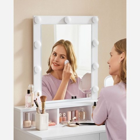 Toaletka z lustrem i 9 LED, biała, 80x40x145 cm, nowoczesna